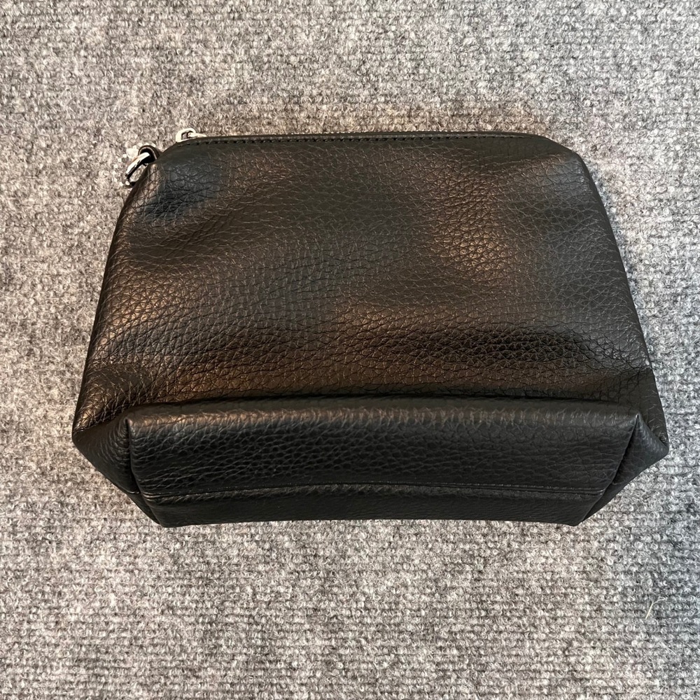 Antik Kraft Black Pebbled Vegan Leather Cosmetic Bag Pouch Organizer Clutch